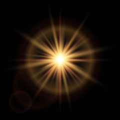 Golden Glow light effect. Star burst with sparkles. Vector illustration