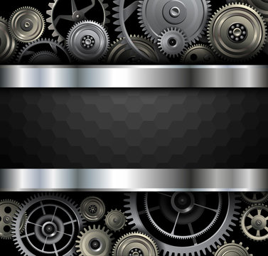 Elegant background, gold and black with gears inside