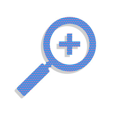 recommend clip art: Zoom sign illustration. Vector. Neon blue icon with cyclamen pol