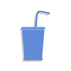 Drink sign illustration. Vector. Neon blue icon with cyclamen po
