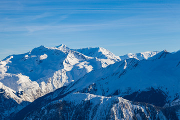View from Saulire peak to french alpes, Three Valleys, France