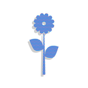 recommend clip art: Flower sign illustration. Vector. Neon blue icon with cyclamen p