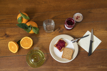 morning breakfast on a wooden table