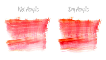 Vector red and gold paint smear stroke stain set. Abstract gold glittering textured art illustration. Gold Texture Paint Stain Illustration. Hand drawn brush strokes vector elements. Acrilyc strokes.