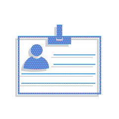 Id card sign. Vector. Neon blue icon with cyclamen polka dots pa