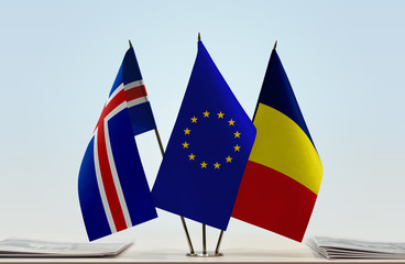 Flags of Iceland European Union and Chad