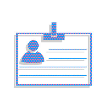 recommend clip art: Id card sign. Vector. Neon blue icon with cyclamen polka dots pa