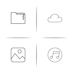 Files And Folders, Sign simple linear icons set. Outlined vector icons