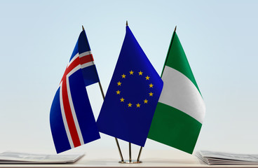Flags of Iceland European Union and Nigeria