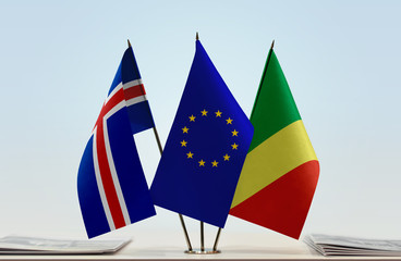 Flags of Iceland European Union and Republic of the Congo