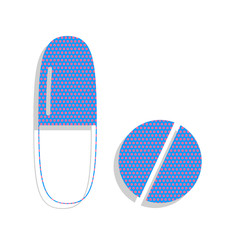 Medical pills sign. Vector. Neon blue icon with cyclamen polka d