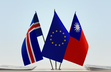 Flags of Iceland European Union and Taiwan