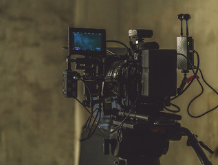 on-set movie camera