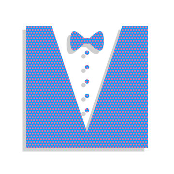 recommend clip art: Tuxedo with bow silhouette. Vector. Neon blue icon with cyclamen