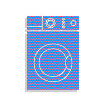 recommend clip art: Washing machine sign. Vector. Neon blue icon with cyclamen polka