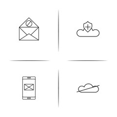 Cyber Security simple linear icons set. Outlined vector icons