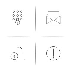 Cyber Security simple linear icons set. Outlined vector icons