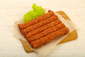 Raw beef sausages