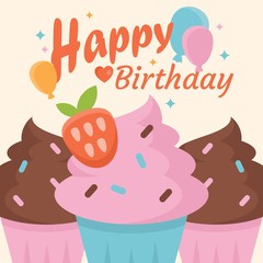 Birthday vector logo icon illustration
