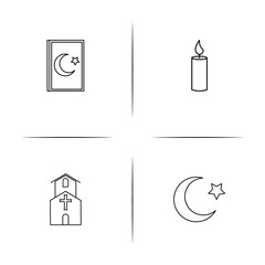 Religion simple linear icons set. Outlined vector icons