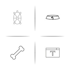 Animals simple linear icons set. Outlined vector icons