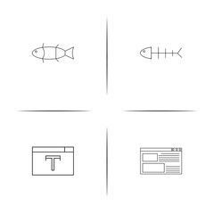 Animals simple linear icons set. Outlined vector icons