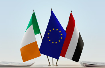 Flags of Ireland European Union and Yemen