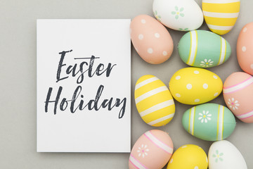 Colourful easter eggs with a handwritten easter message