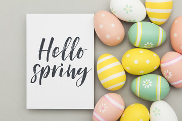 Colourful easter eggs with a handwritten easter message