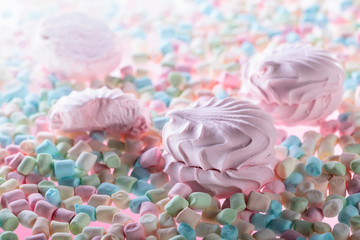 Close up of various marshmallows  .