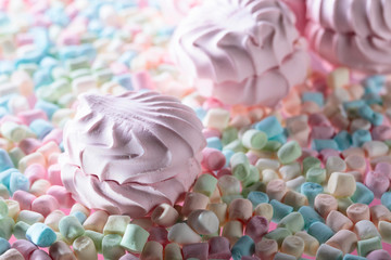 Close up of various marshmallows  .
