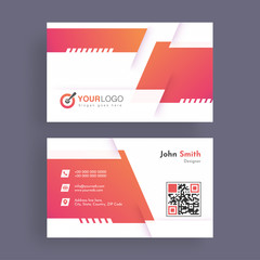 Horizontal business card with front and back presentation.