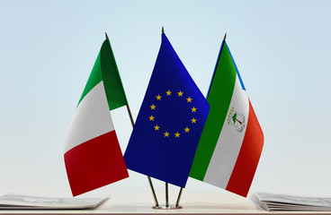 Flags of Italy European Union and Equatorial Guinea