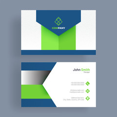 Horizontal business card with front and back presentation.