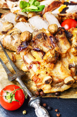 Sliced grilled pork barbecue