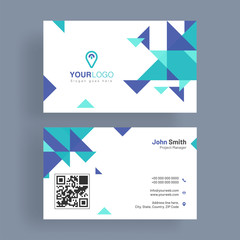 Horizontal business card with front and back presentation.