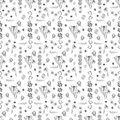 A seamless pattern of elements for design and decoration. Abstraction. Black and white drawing. illustration.