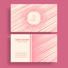 Horizontal business card with front and back presentation.