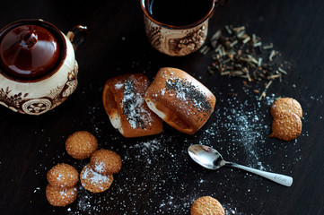 Delicious Breakfast with coffee and rolls