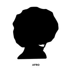 afro silhouette on white background, from profile in black