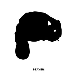 beaver silhouette on white background,sitting with fluffy tail