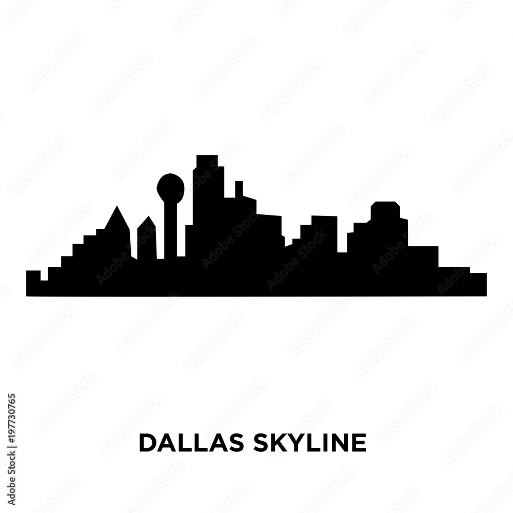 Wall mural dallas skyline on white background, vector illustration