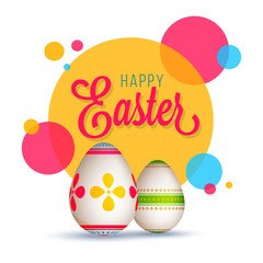 Happy Easter concept with painted eggs.