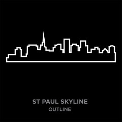 Fototapeta premium white border st paul skyline outline on black background, vector illustration