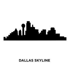 dallas skyline on white background, vector illustration