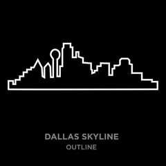 Fototapeta premium white border dallas skyline outline on black background, vector illustration
