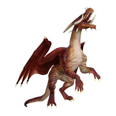 Naklejka premium 3D Rendering Fantasy Dragon on White