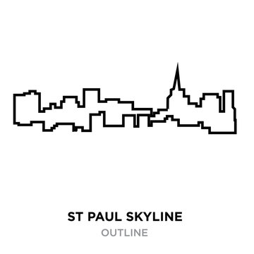 st paul skyline outline on white background, vector illustration