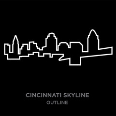 Fototapeta premium white border cincinnati skyline outline on black background, vector illustration