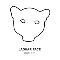 jaguar face outline on white background, vector illustration